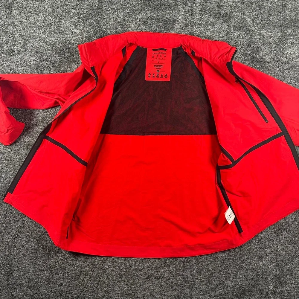 Outerknown Apex Series Jacket Mens L Red Full Zip Water Repellent Company Logo